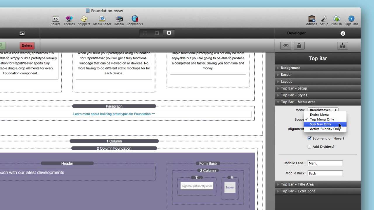 Flexible Navigation - Foundation for RapidWeaver