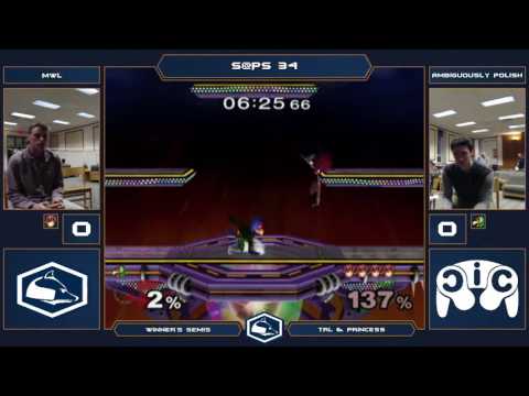 S@PS 34 Melee Singles - MWL (Marth) vs Ambiguously Polish (Falco) - Winner's Semis