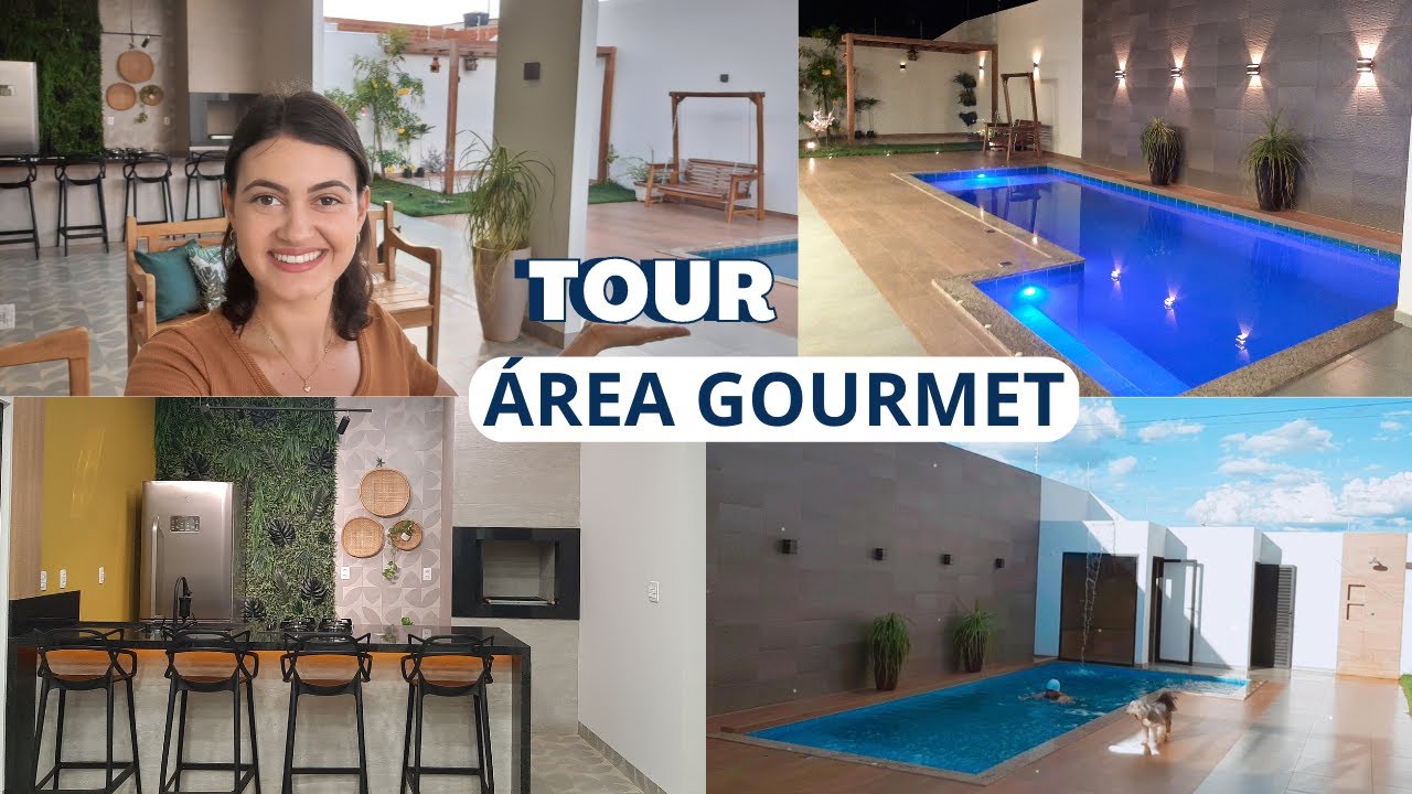 Tour Área GOURMET integrada com Churrasqueira , Piscina , Pergolado e Sauna😍 Passei as MEDIDAS