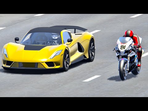Hennessey Venom F5 vs Suzuki GSX R 1000 - Drag Race 20 KM