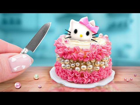 Satisfying Miniature Hello Kitty Cake Recipe | How To Make The Best Miniature Strawberry Cake?