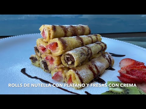 ROLLITOS FRANCESES Rellenos de NUTELLA🍫 Y PLATANO🍌 & QUESO CREMA Y FRESAS🍓!!!!!!