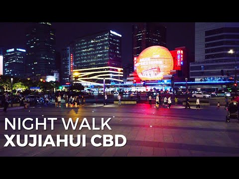 ⁴ᴷ⁶⁰ Walking in Shanghai | Xujiahui Night Street Scenes Binaural City Sounds | 上海徐家汇