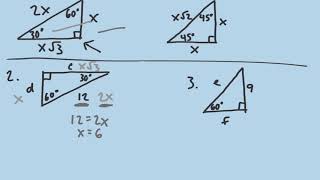 Special Right Triangles 30 60 90, 45 45 90