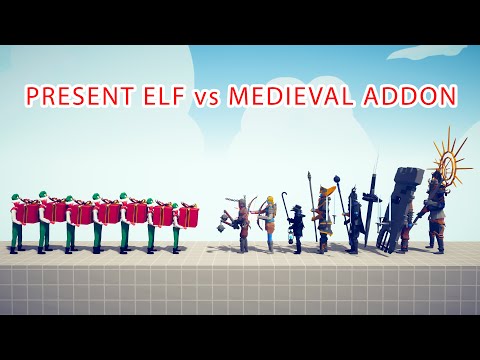 PRESENT ELF Team vs MEDIEVAL ADDON Team - Totally Accurate Battle Simulator TABS