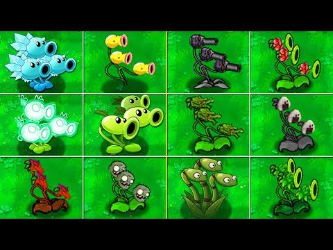 100% All THREEPEATER vs All ZOMBOTANY 2 in Plants vs Zombies Mod
