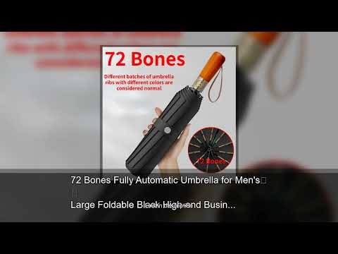72 Bones Fully Automatic Umbrella for Men's Large Foldable Black High-end Business Wooden Handl