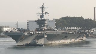 アメリカ海軍空母 ジョージワシントンが横須賀港に入港 USS George Washington CVN73 NAVY F-35C F/A-18 戦闘機 YOKOSUKA