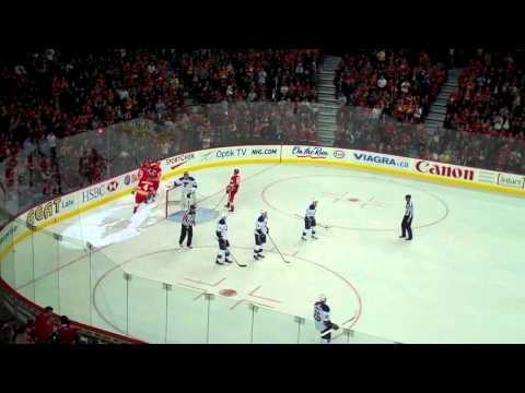 Calgary Flames vs. St. Louis Blues- Erik Johnson Shoots Puck into His Own Net!