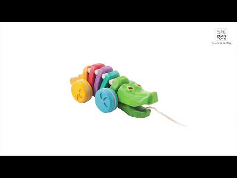 PlanToys lavinamoji priemonė - žaislas Įvairiaspalvis šokantis aligatorius (PT1416) video