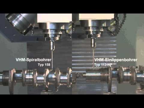 botek VHM-Einlippenbohrer Typ 113-HP versus Spiralbohrer