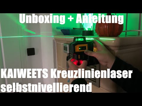 Kreuzlinienlaser selbstnivellierend (Grün) mit Lotpunkt, Laser KAIWEETS KT360B Unboxing & Anleitung