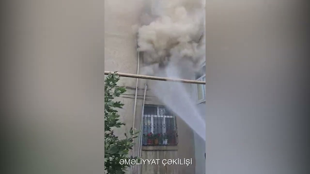 Sabunçuda yaşayış binasında yanğın olub VİDEO