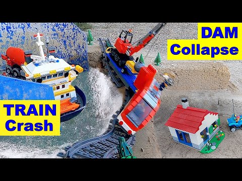 LEGO Dam Breach - TRAIN CRASH on the Village - TOTAL DISASTER - Ep 17