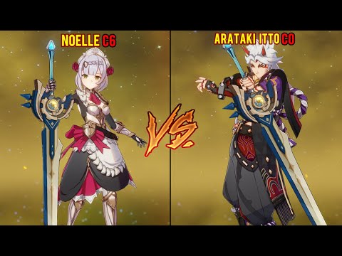 Noelle C6 vs Arataki Itto - Damage Comparison - Genshin Impact
