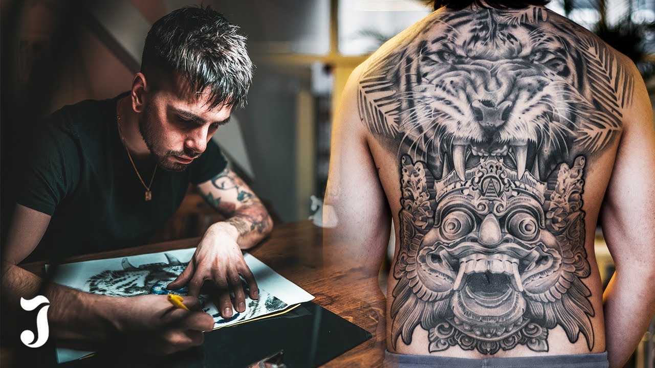 Full Backpiece Realistic Tiger Barong Tattoo 