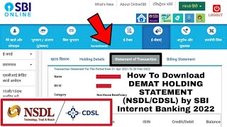 How To Download DEMAT HOLDING STATEMENT (NSDL/CDSL) by SBI Internet Banking 2022