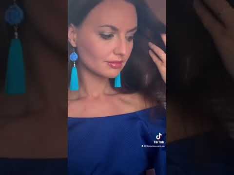 Голубые серьги кисти ручной работы с цветами "Лазурные пионы" - фото 1 - id-p1493228977