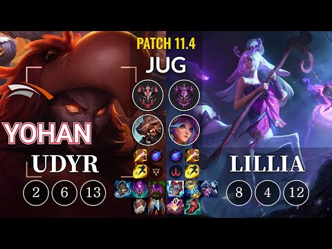 HLE yoHan Udyr vs Lillia Jungle - KR Patch 11.4