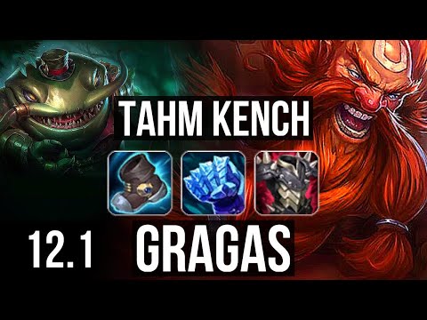 TAHM KENCH vs GRAGAS (TOP) | Rank 1 Tahm, 67% winrate, 5/1/6, Rank 12 | JP Grandmaster | 12.1