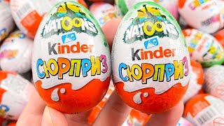 NEW! 200 Colored Glitter Kinder Surprise Eggs Toys Opening A Lot Of Kinder Joy Chocolste ASMR #3