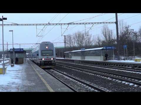 Příjezd a odjezd ešusu a součeně průlet Leo Expressu, 17.1.2013