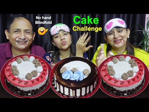 NO HAND BLINDFOLD CAKE EATING CHALLENGE @BudaBudiVlogs