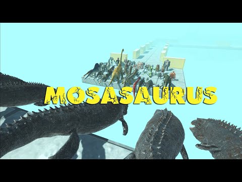 DINOSAUR RACE ESCAPE FROM MOSASAURUS - Animal Revolt Battle Simulator