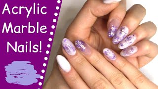 My First Acrylic Nails Video! | Easy Marble Acrylic Nails