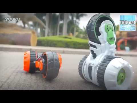 Remote Control 3 Wheels 2-sided Tumbling Action RC Stunt Car Toy