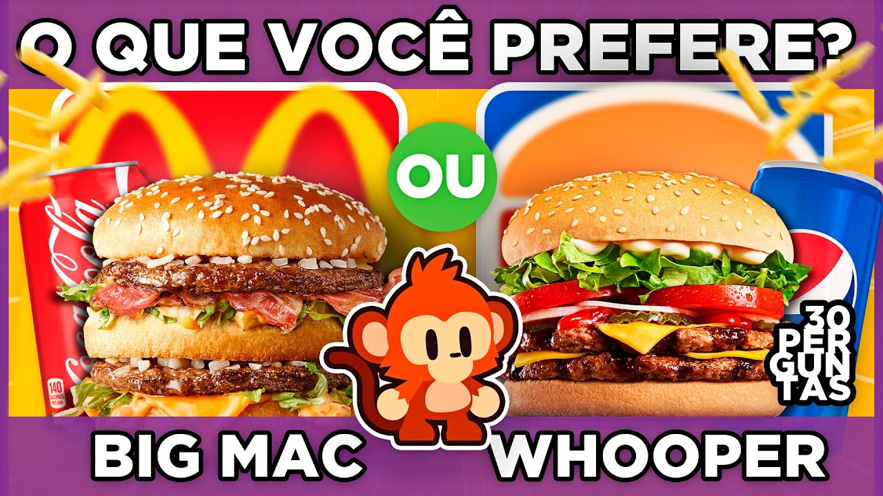 🔄 O QUE VOCÊ PREFERE? Edição: COMIDAS FAMOSAS 🍔 🍟  jogo das escolhas #oquevoceprefere #macaquiz
