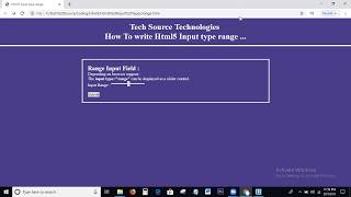 Html5 Input type range | Html5 Input types | Html5 Input type range tutorial