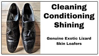 Clean - Condition - Shine / Genuine Exotic Lizard Skin Mauri Italian Loafers