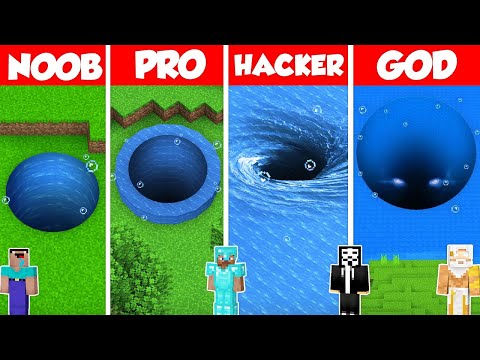 INCREDIBLE! Noob's Epic Water Tunnel vs. Pro, Hacker & God - Minecraft Battle