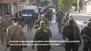 Download lagu Hamas defiant with military parade, appearance of top leader mp3