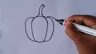How to draw a pumpkin /easy drawing step by step/pumpkin drawing for kids