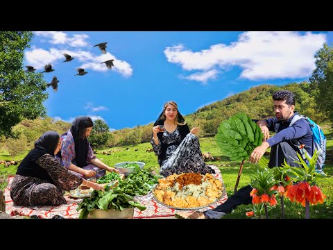 🌱IRAN VILLAGE LIFE COOKING WITH A RARE SPRING PLANT IN THE VILLAGE STYLE