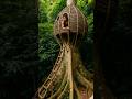 The man made a house on an ancient tree to avoid wild animals #survival #bushcraft #campping #build