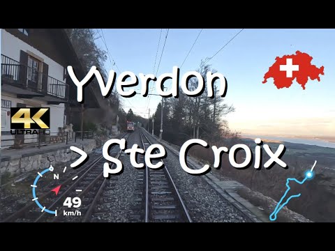 CAB RIDE 4K 🇨🇭 Travys : Yverdon-les-Bains - Ste Croix R12 Suisse / Schweiz / Switzerland / Swiss 🛤