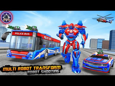 Play new bus robot car game with spaceship robot transformation wars