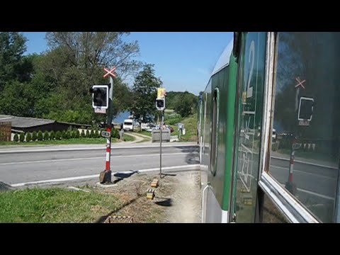 Czech Republic: Leaving Cerna v Posumavi station CD Class 749 'Bardotka' diesel loco 749051