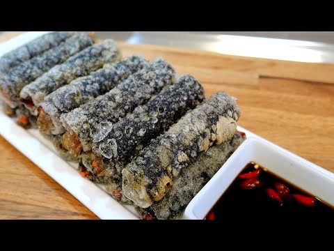 CRISPY RICE PAPER SEAWEED ROLLS (GIMMARI) WITH GLASS NOODLES | HOME COOKING | 