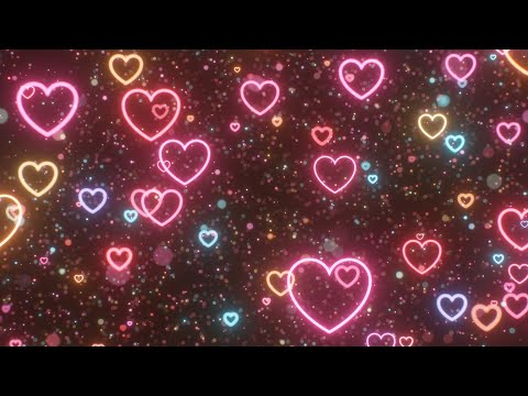 Neon Glow Love Heart Shapes Float Among Sparkle Space Light Particles 4K Motion Background for Edits