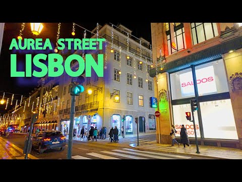 【4K】𝐖𝐀𝐋𝐊 🇵🇹 Evening Walk on Aurea Street in Lisbon, Portugal