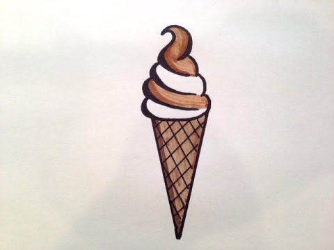 How to Draw a Swirl Ice Cream Cone - NEW! - YouTube