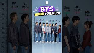 Download lagu BTS Members Height Comparison 💜 RM, Jin, V, Jungkook & More! 😱✨ #BTS #Shorts mp3