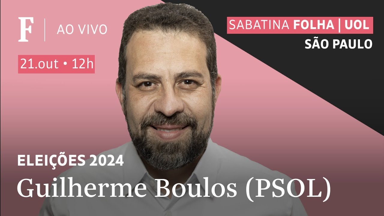 Guilherme Boulos (PSOL) participa de sabatina Folha/UOL de 2º turno em São Paulo