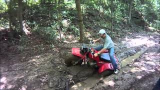 preview picture of video 'Classic Honda Three Wheeler takes on Mud Pit at Sandtown Ranch and gets in some funny positions'