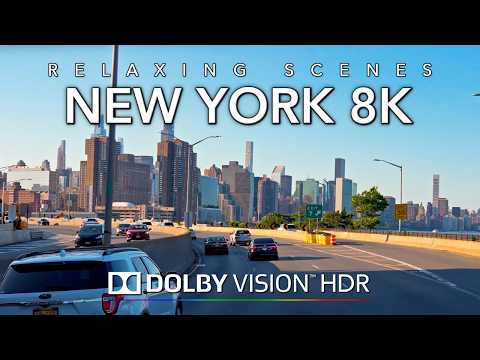 Driving Beautiful New York City at Sunset 8K Dolby Vision HDR
