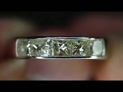 diamond ring platinum princess cut 1.19ctw SI1 size 6.75 eternity band wedding THEOPALOUTLET
